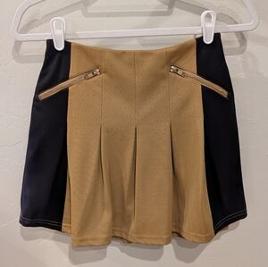 Tan and Black Pleated  Skirt